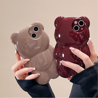 Cute Bear 3D Glitter Bling Shockproof Case Cover For iPhone 14 13 12 Pro Max 11 $10.99