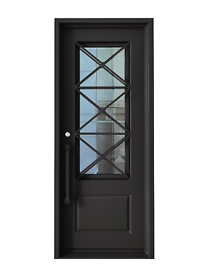 #ad #ad Rockport Model Single Front Entry Wrought Iron Door Reflective Glass 38quot;x 96quot; $2495.00