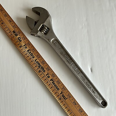 #ad Vintage Crescent Tool 15quot; Adjustable Wrench Crestoloy USA $41.99
