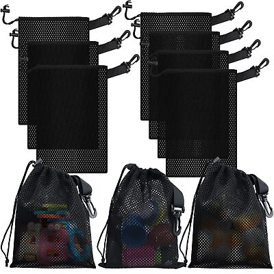 #ad 10 PCS With Clips Mesh Drawstring Bags Portable Nylon Storage Bags for toyS... $18.76