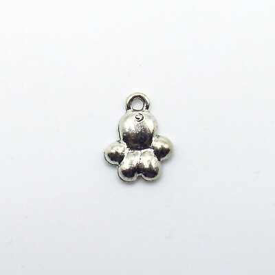 #ad Dog Paw Print Lead Free Silver Color Pewter Charm 15mm x 11mm $2.50
