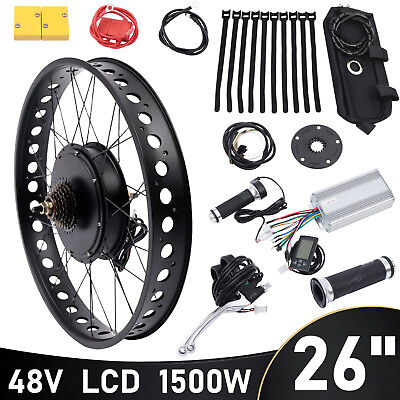 #ad Ebike Tire Bicycle Conversion Kit Rear Hub Motor Snow Wheel For 26quot; 48V 1500W $334.95