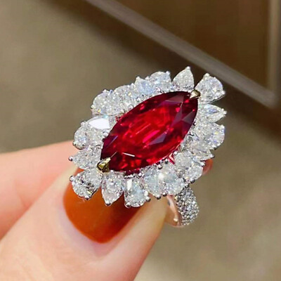 #ad New Summer Party Jewelry Horse Eye Red Garnet Gems Charm Women Girls Ring Silver $7.59