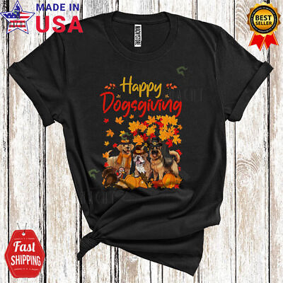 #ad Happy Dogsgiving Adorable Thanksgiving Three Puppies Dog Fall 2D T SHIRT $12.33