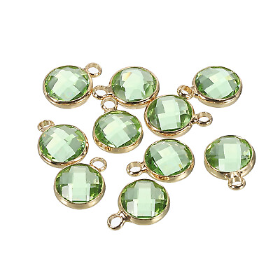 #ad Crystal Birthstone Charm August Pendants Drop Bead Light Green Pack of 10 AU $16.76