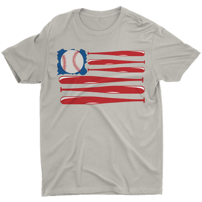 #ad Baseball Bat USA Flag T Shirt Patriotic Baseball Player Tee Gift Cotton Men#x27;s $19.99