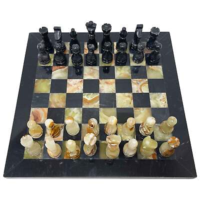 #ad Onyx amp; Black Marble Handmade Decor Chess Board Tournament Game Set 12quot; 12quot; $129.99