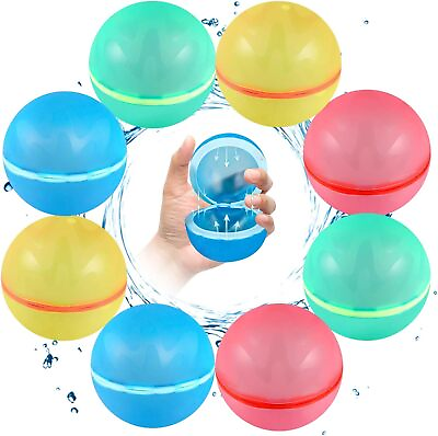 #ad 8 Reusable Water Balloons Set Self Sealing Water Splash Bomb for Kids $55.97