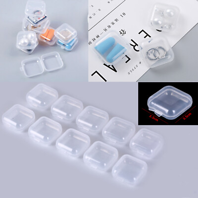 #ad 50 100pcs Mini Clear Plastic Small Box Jewelry Earplugs Storage Cases Container $5.03