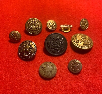 #ad CIVIL WAR ERA AND LATER MILITARY AND MORE BUTTON LOT OF 10... SEE PICS #BTL 8 $15.00