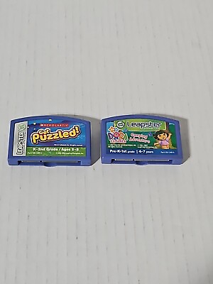 #ad Leapfrog Leapster 2 Learning Lot Of 2 Games Get Puzzled Dora Campong Adventure $19.49