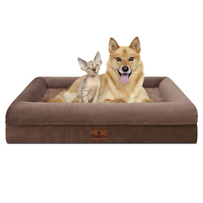 #ad Brown Large Orthopedic Dog Bed Memory Foam Bolster Pet Sofa with Removable Cover $39.98