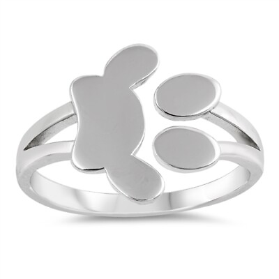 #ad .925 Sterling Silver Puppy Dog Paw Print Pet Ring NEW $16.95