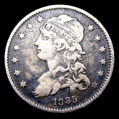 #ad 1835 Capped Bust Quarter Silver Nice Details Coin #208P $120.00