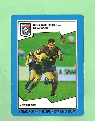 #ad 1989 STIMOROL RUGBY LEAGUE CARD #133 TONY BUTTERFIELD NEWCASTLE KNIGHTS AU $4.00