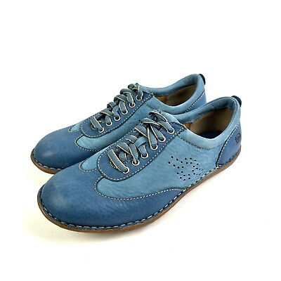 #ad Born Lace Up Shoes 7.5 Blue Leather Suede Retro Comfort Womens $47.96