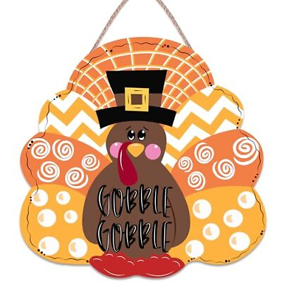 #ad Thanksgiving Wooden Door Decor Thanksgiving Wreath for Front Door Cute Turkey... $17.35