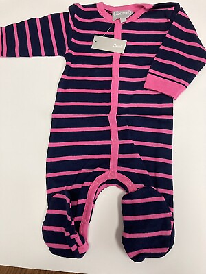 #ad Newborn 1 month baby girl footie Coccoli navy hot pink $9.99
