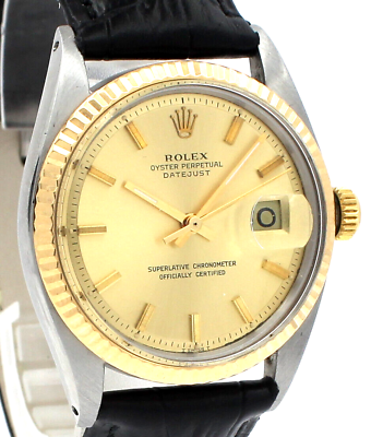 #ad Mens ROLEX Oyster Perpetual Datejust 36mm Gold Stick Dial Watch $3795.00