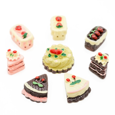 #ad 1:12 Miniature 8pcs Cakes Food Set Mini Chocolate Biscuit Bakery Dollhouse Decor $6.69