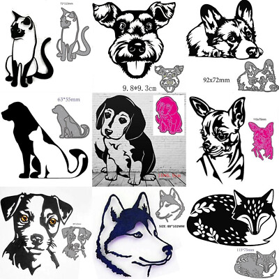 #ad Animal Dog Cat Metal Cutting Dies Scrapbooking Paper Cards Embossing Stencils GBP 2.47