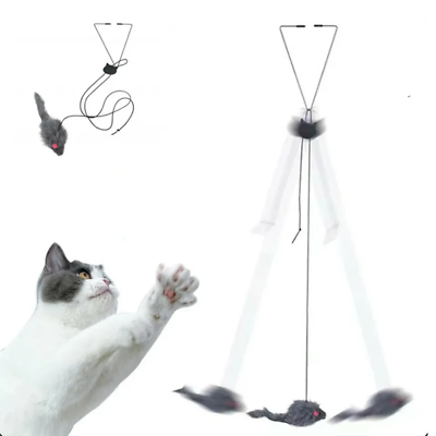 #ad Cat Kitty Teaser Toys Retractable Door Hanging Mouse Interactive Cat Wind Toy US $6.99