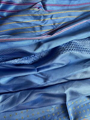 #ad 53”Wide 66”Long Silk Fabric Remnant 100% Pure Silk Brocade Jacquard Shade Blue $49.50