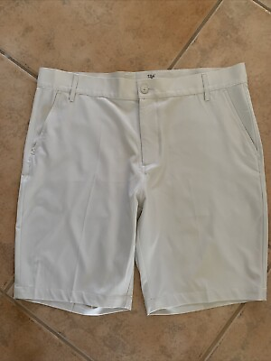 #ad 1764 Signature Mens Sz 40 Light Gray Golf Bermuda Shorts Flat Front Nylon Blend $27.99