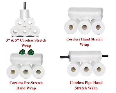 #ad Coreless Stretch Wrap Plastic Hand Film Clear Choose: Type Size amp; Rolls $192.38