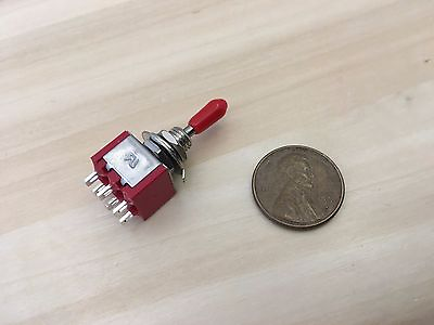 #ad 1 Sleeve RED cap Momentary Mini Toggle Switch ON OFF ON 6 pin 1 4 A5 $8.73