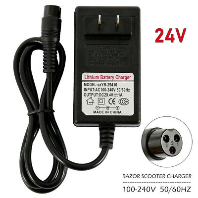 #ad 24V Electric Scooter Battery Charger 12mm for Razor E100 E125 E200 E300 29.4V 1A $10.98