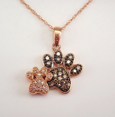 #ad Round Cut Lab Created PAW Print Women#x27;s Pendant 14K Rose Gold plated $112.49