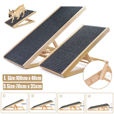 #ad Pet Cat Dog Stair Ramp Adjustable Folding Wooden Ramp Steps Bed Car L S size $62.19