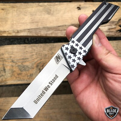 #ad 8quot; Mack Schmidt Tactical Tanto Blade Assisted Spring Pocket Knife USA FLAG $14.20