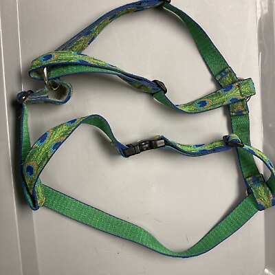 #ad Large Dog Adjustable Straps Harness Green and Blue $2.49