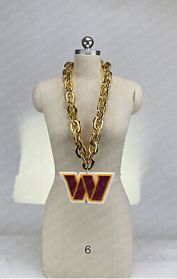 New NFL Washington Commanders Gold Jumbo Big Fan Chain Necklace Foam MI USA $23.97