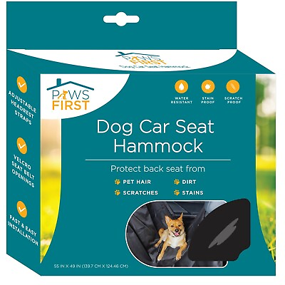 #ad Paws First Dog Car Seat Hammock 55”x49” Water Stain Resistant Seat Cover $14.99