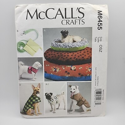 #ad McCall#x27;s Crafts M6455 Sewing Pattern Dog Bed in 3 Sizes Vest amp; Coat or Jacket $6.99