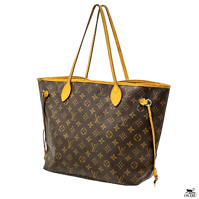 #ad Louis Vuitton Monogram Neverfull MM Tote Bag Brown Used Authentic LV M40156 $899.00