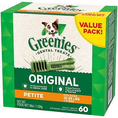 #ad Greenies Original Petite Natural Dental Dog Treats 36 oz. Pack 60 Count $38.99