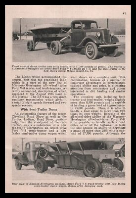 #ad 1936 Marmon Herrington V 8 Ford B5 4 4 Photos Insley Dump Wagon Article Print Ad $13.96