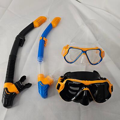#ad Snorkel Set Black Orange Adult and Blue Orange Youth Omorc OD313A $41.99