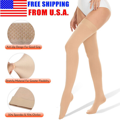 #ad Travel Compression Stockings Grade II Flight Surgical Thigh High Support Socks $36.99