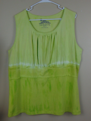 #ad Sahalie Green White Tie Dye Top New Sleeveless Cami Tank Womens Size 2X $10.00