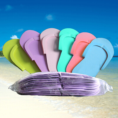 #ad 36 Pairs Disposable Foam Slippers for Spa Beach Guest Use Random Color $24.69