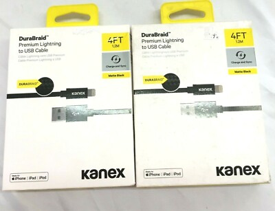 #ad Kanex DuraBraid Lot of 2 Premium Lightning to USB Cable 4#x27; Black K157 1133MB4F $58.00