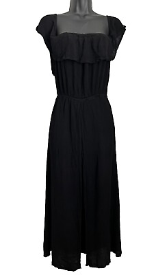 #ad Womens Cold Shoulder Sleeve Maxi Dress With Short Under M Black Boho Beach $17.99