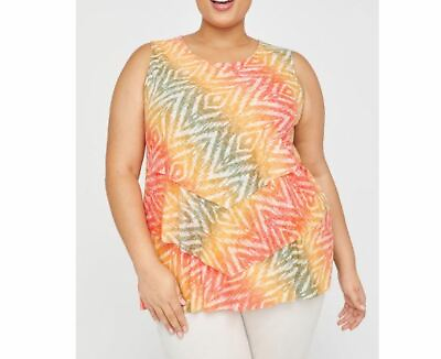 #ad Catherines Plus Size Orange Layers Tank Top Blouse 4X 30 32 Spring Summer $29.99