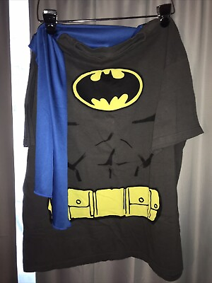 #ad DC Comics Mens Batman T Shirt with Cape Medium XL XT Blue Cape Does Come Off $8.50