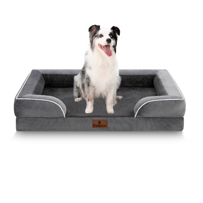 #ad Dark Gray Orthopedic Foam Large Jumbo Dog Bed with Removable Memory Foam Bolster $39.98